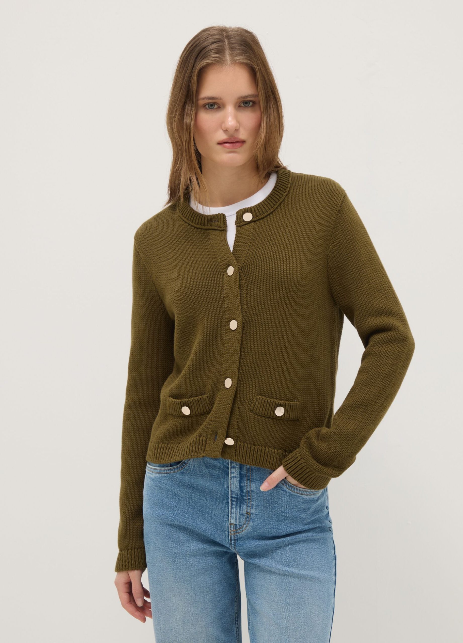 cardigan-verde-donna-324uth-1.jpg cardigan verde donna - immagine 1